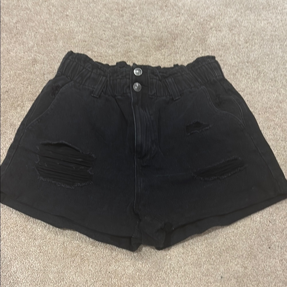 Forever 21 Black Distressed Jean Shorts